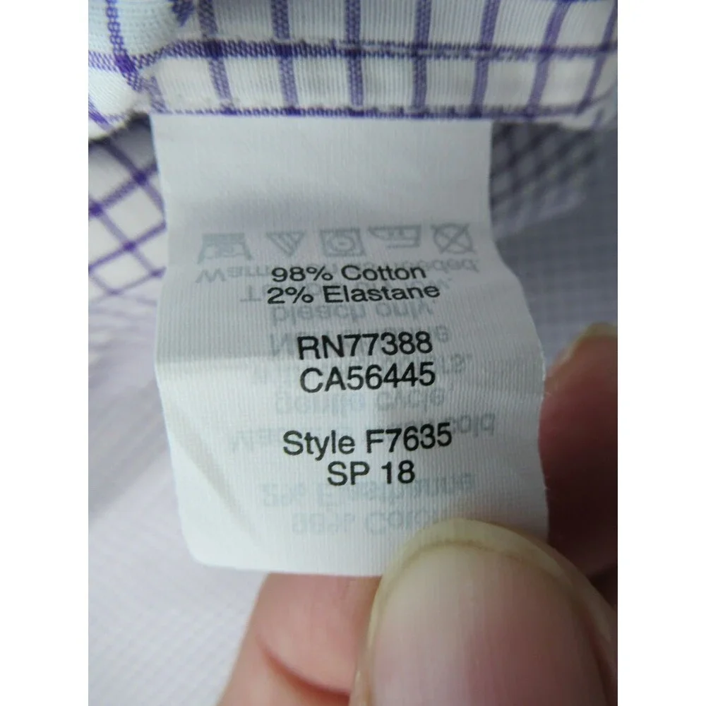J. CREW Thompson Shirt Men’s Large 16-16.5 Wrinkle Free Long Slv Check Purple